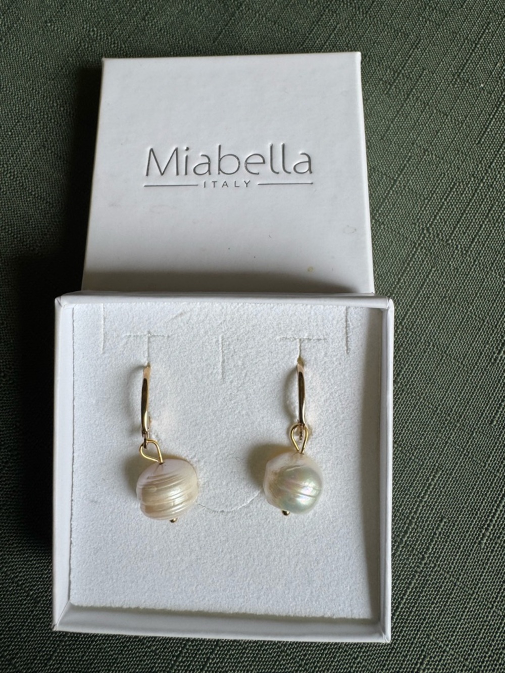Miabella Italy, Gold Hook, Pearl Earrings